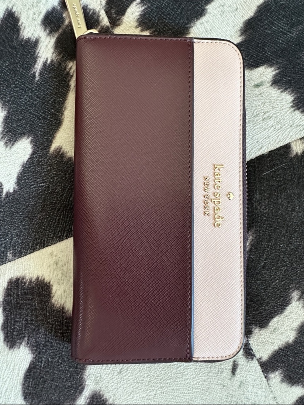 kate spade Two-Tone Zip Wallet - Deep Plum & Blush Pink
